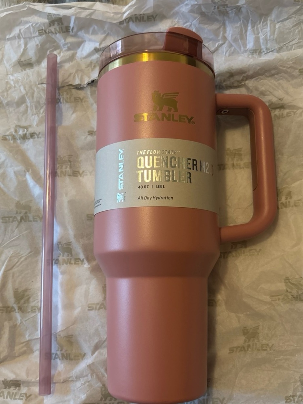 Stanley Pink Insulated Quencher Tumbler with Lid & Straw - Picture 3 of 3